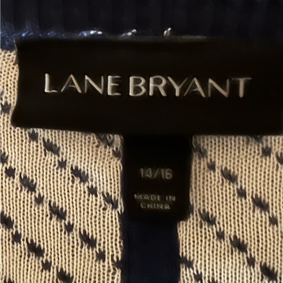 Lane Bryant Navy-White Sweater Cardigan Size 14/16 - Picture 3 of 3
